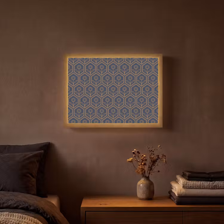 Lightbox - Wandlamp - Donkerblauw - Patroon - Bloem - Symmetrisch — 3