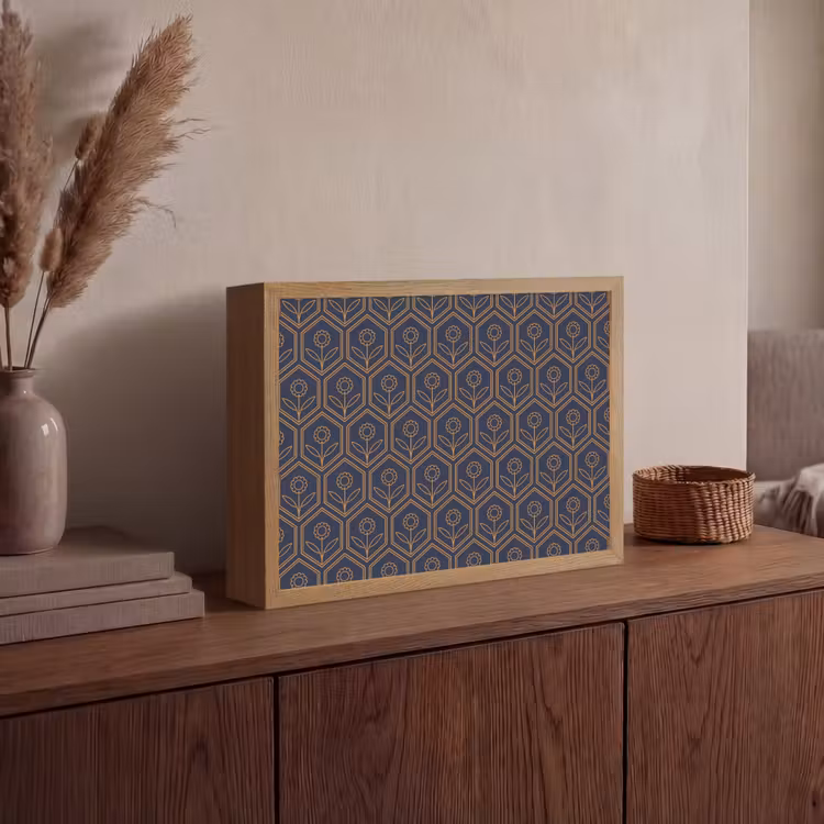 Lightbox - Wandlamp - Donkerblauw - Patroon - Bloem - Symmetrisch — 4