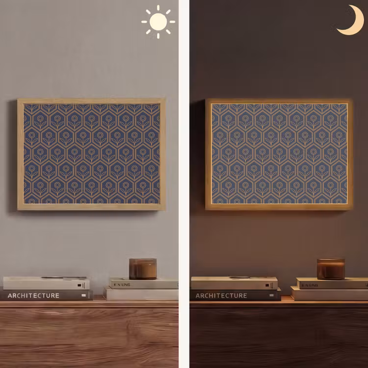 Lightbox - Wandlamp - Donkerblauw - Patroon - Bloem - Symmetrisch — 6
