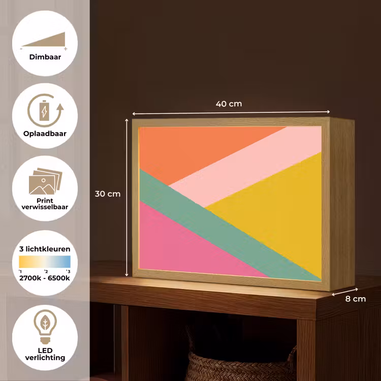 Lightbox - Wandlamp - Driehoeken - Kleurrijk - Abstract — 10