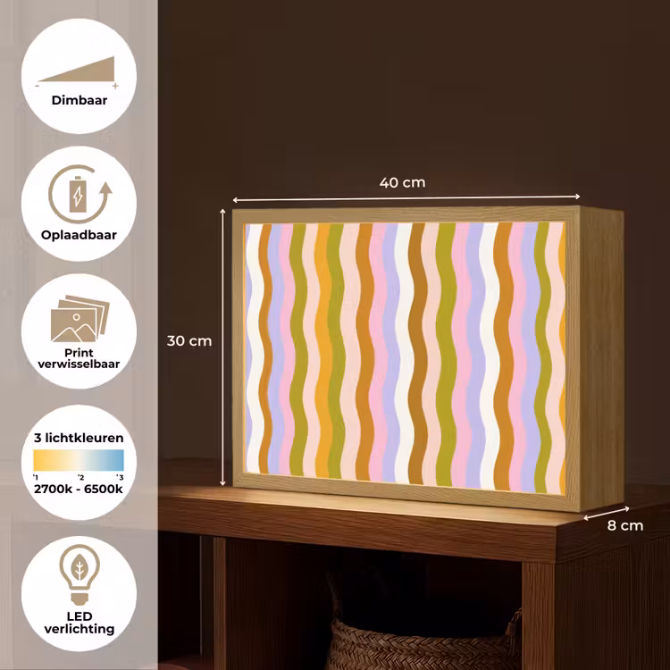 Lightbox - Wandlamp - lijnen - Golven - Pastelkleuren - Patroon — 10