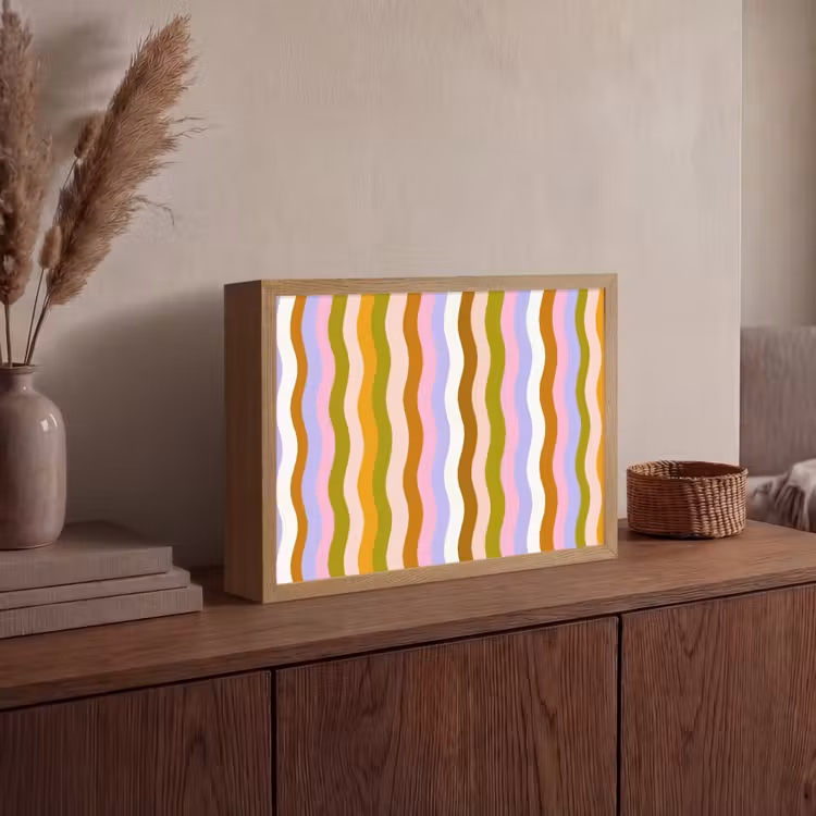 Lightbox - Wandlamp - lijnen - Golven - Pastelkleuren - Patroon — 4