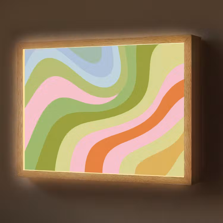 Lightbox - Wandlamp - Lijnen - Pasteltinten - Golvend — 1