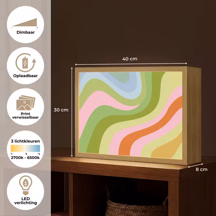 Lightbox - Wandlamp - Lijnen - Pasteltinten - Golvend — 10