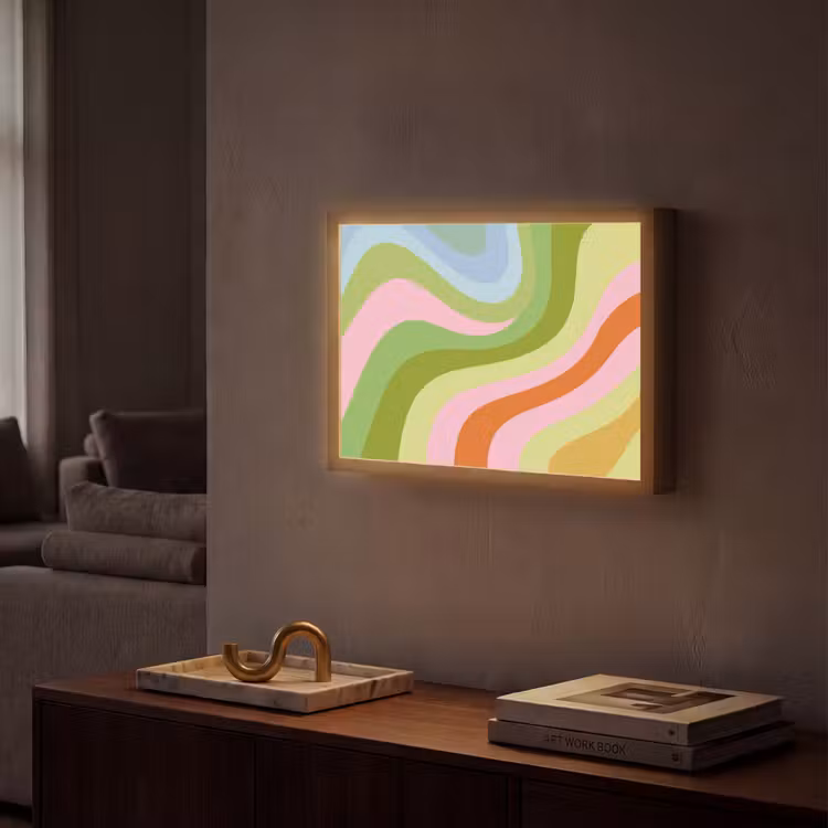 Lightbox - Wandlamp - Lijnen - Pasteltinten - Golvend — 2