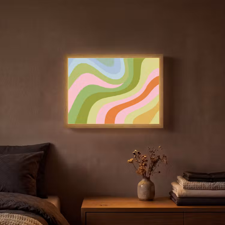 Lightbox - Wandlamp - Lijnen - Pasteltinten - Golvend — 3
