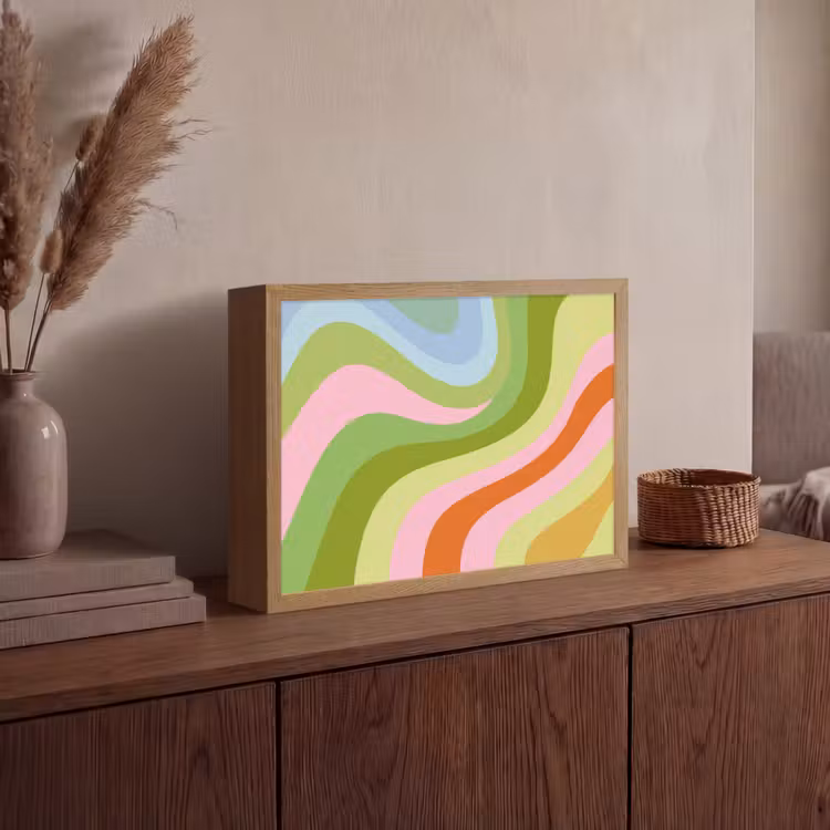 Lightbox - Wandlamp - Lijnen - Pasteltinten - Golvend — 4
