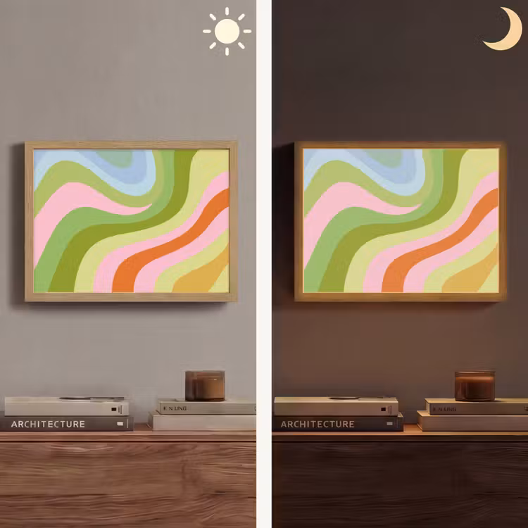 Lightbox - Wandlamp - Lijnen - Pasteltinten - Golvend — 6