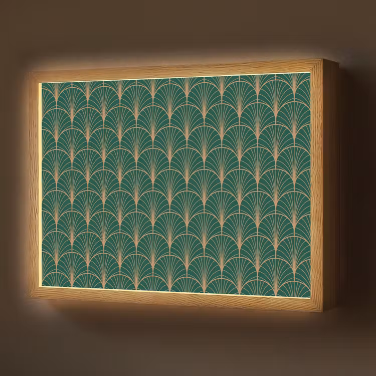 Lightbox - Wandlamp - Patroon - Groen - Goud - Symmetrisch — 1