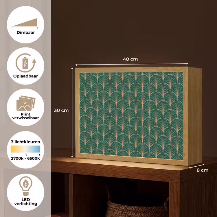 Lightbox - Wandlamp - Patroon - Groen - Goud - Symmetrisch — 10