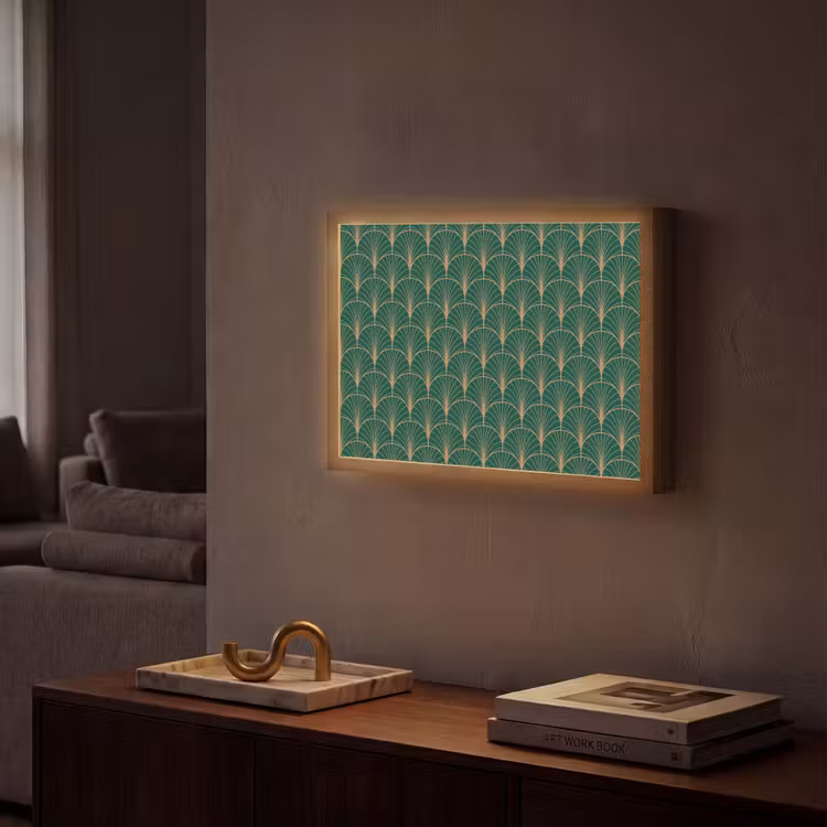 Lightbox - Wandlamp - Patroon - Groen - Goud - Symmetrisch — 2