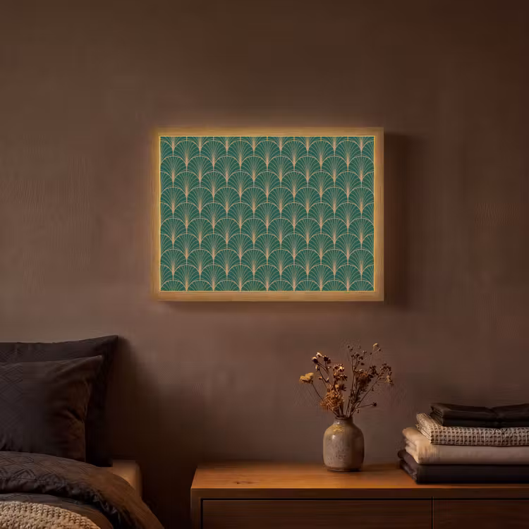 Lightbox - Wandlamp - Patroon - Groen - Goud - Symmetrisch — 3