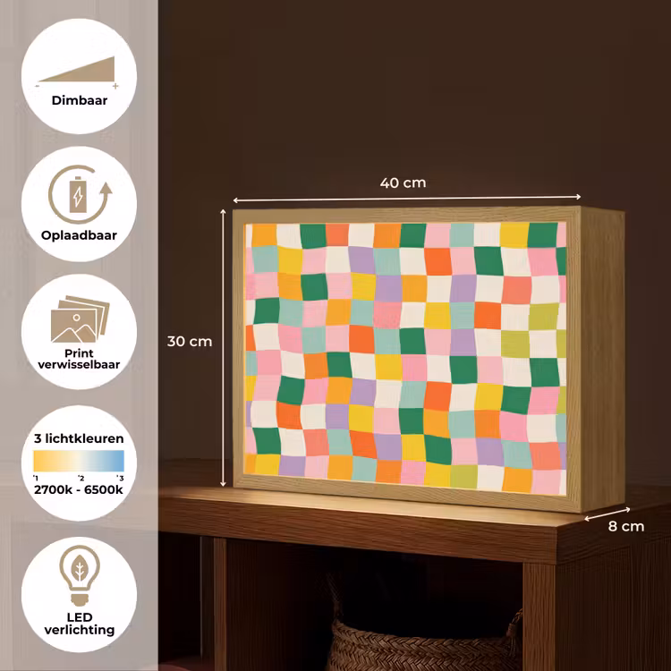 Lightbox - Wandlamp - Vierkanten - Kleurrijk - Golvend — 10