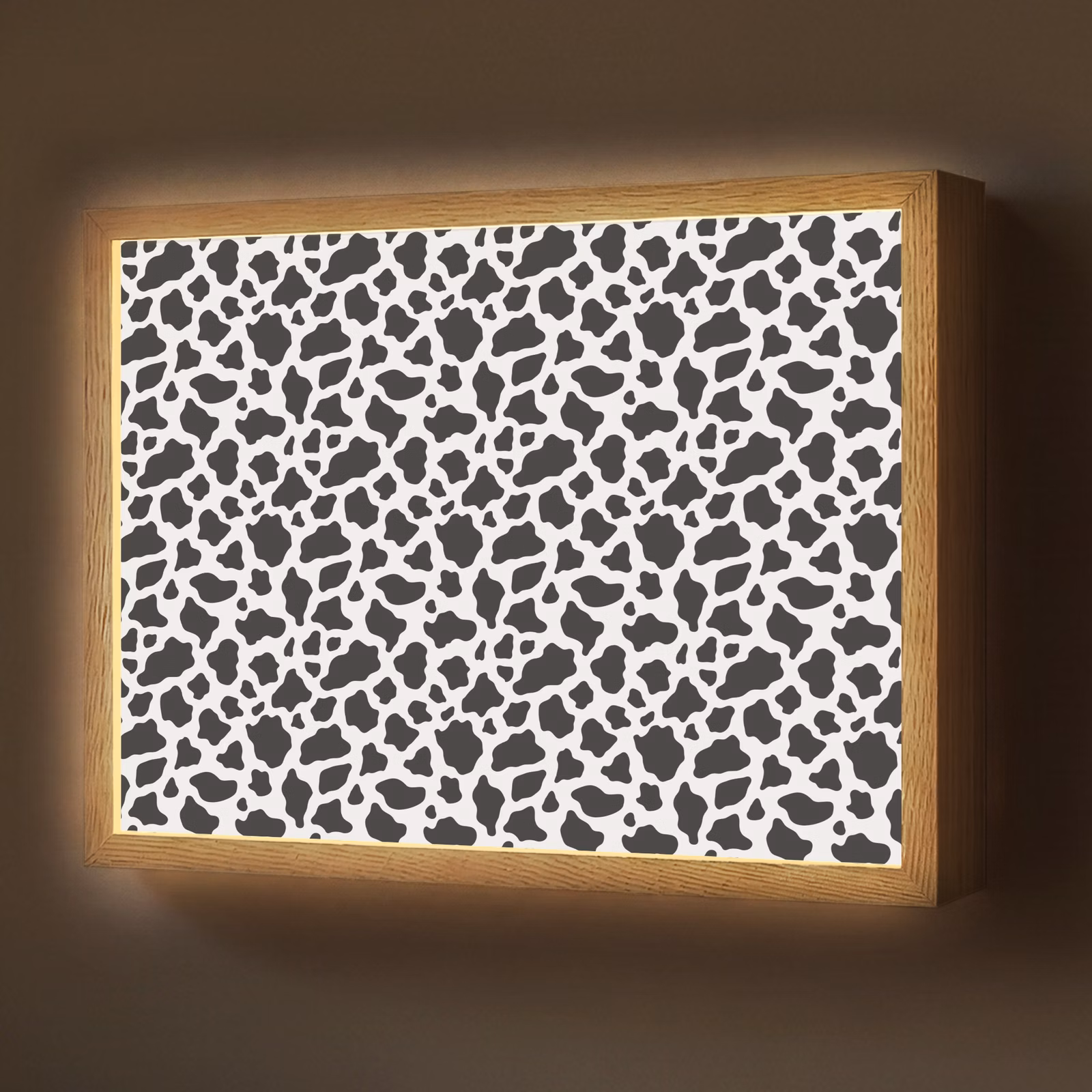 Lightbox - Wandlamp - Koe - Vlekken - Patroon - Zwart — 1