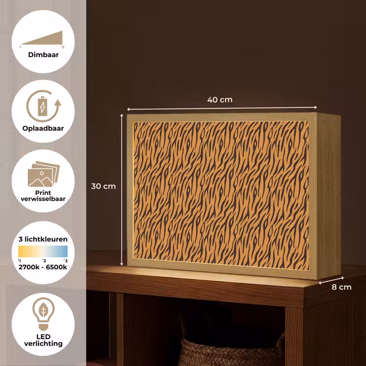 Lightbox - Wandlamp - Dier - Oranje - Tijger — 10