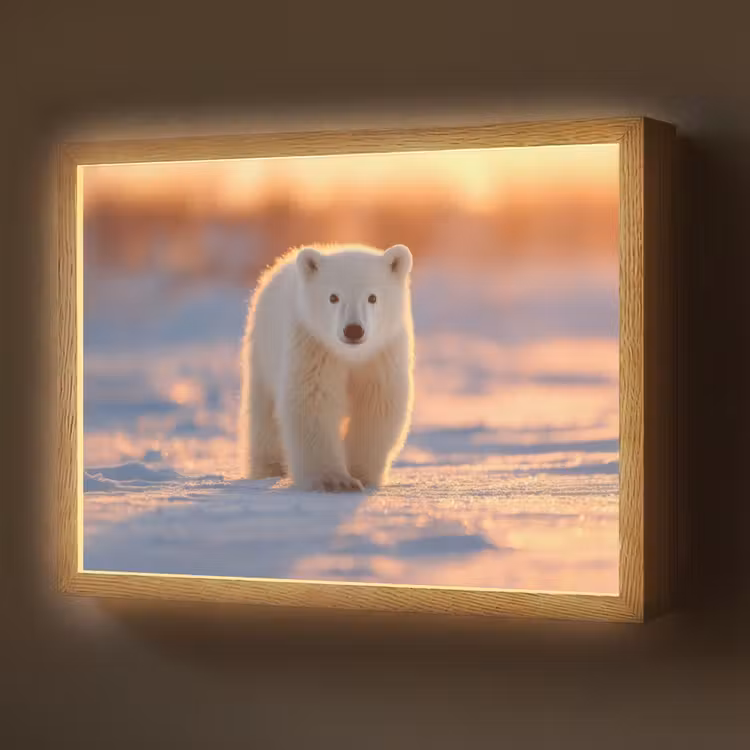 Lightbox - Wandlamp - Ijsbeer - Sneeuw - Zonsopgang — 1