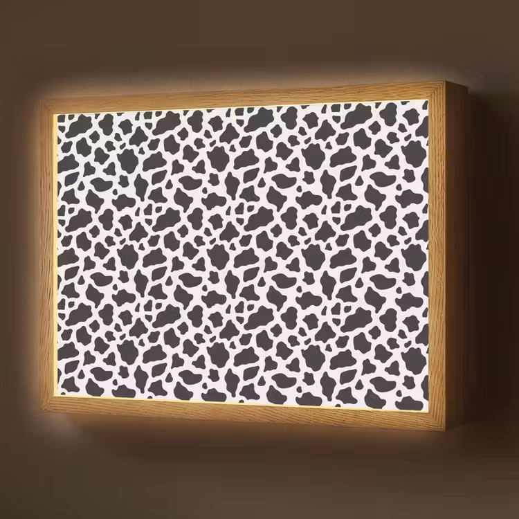 Lightbox - Wandlamp - Koe - Vlekken - Patroon - Zwart — 1