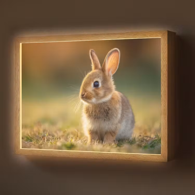 Lightbox - Wandlamp - Konijntje - Bruin - Gras — 1