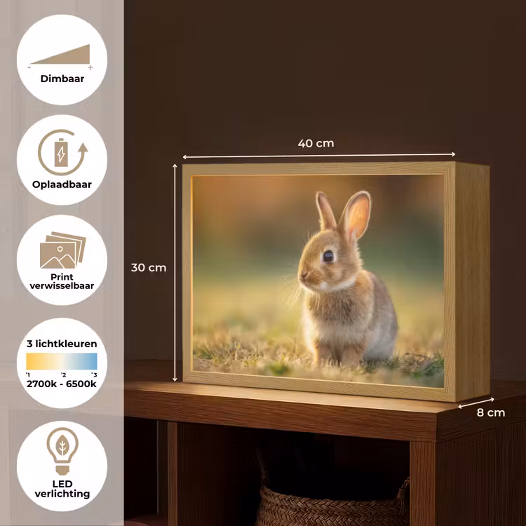 Lightbox - Wandlamp - Konijntje - Bruin - Gras — 10