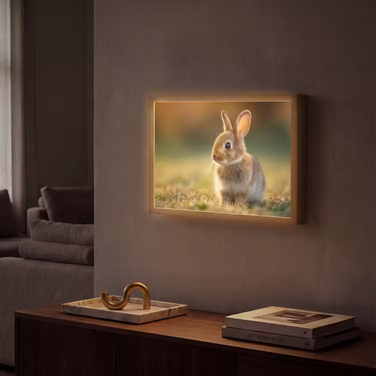 Lightbox - Wandlamp - Konijntje - Bruin - Gras — 2