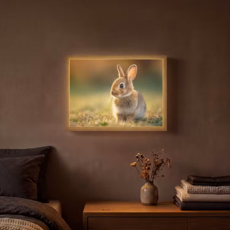 Lightbox - Wandlamp - Konijntje - Bruin - Gras — 3