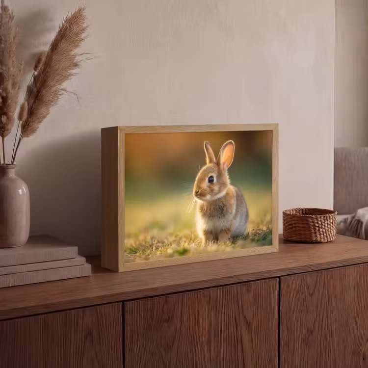 Lightbox - Wandlamp - Konijntje - Bruin - Gras — 4