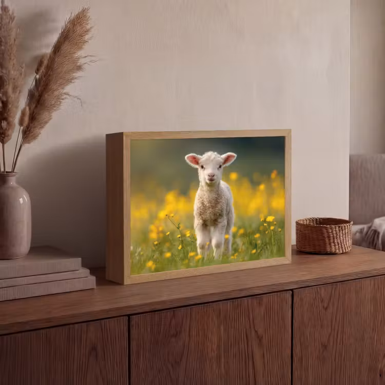 Lightbox - Wandlamp - Lammetje - Gras - Bloemen - Geel — 4