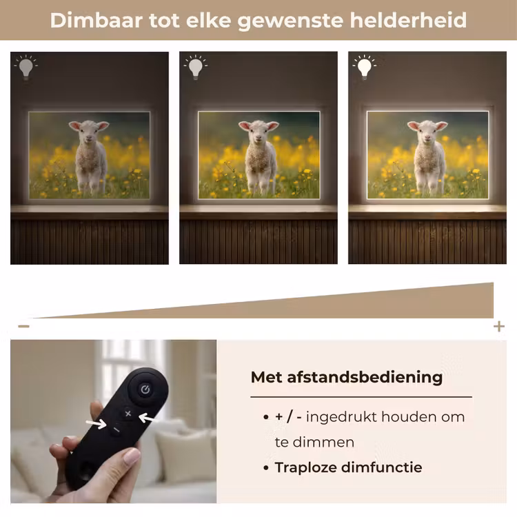 Lightbox - Wandlamp - Lammetje - Gras - Bloemen - Geel — 9