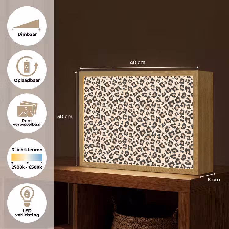 Lightbox - Wandlamp - Panterprint - Patroon - Bruin — 10