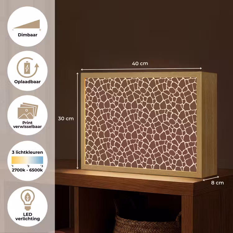 Lightbox - Wandlamp - Patroon - Giraf - Bruin — 10