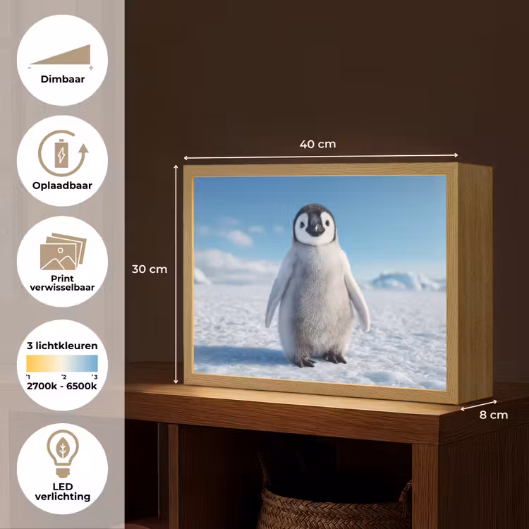 Lightbox - Wandlamp - Pinguïn - Sneeuw - Landschap - Wit — 10