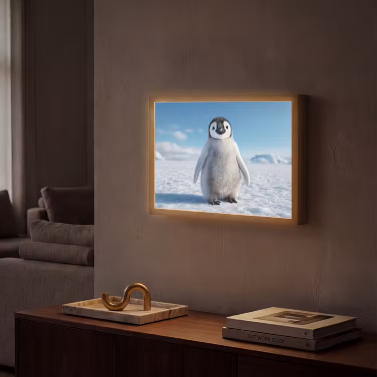 Lightbox - Wandlamp - Pinguïn - Sneeuw - Landschap - Wit — 2