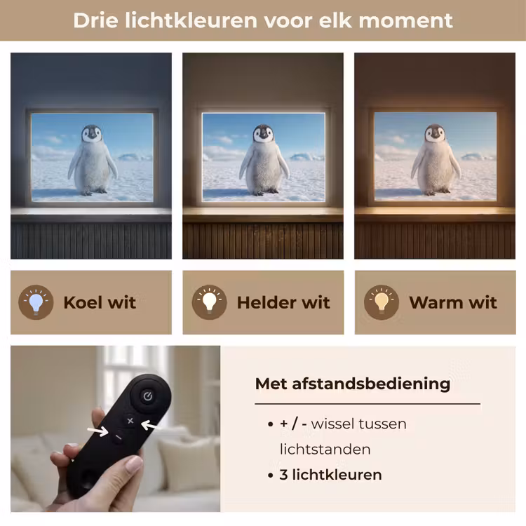 Lightbox - Wandlamp - Pinguïn - Sneeuw - Landschap - Wit — 8