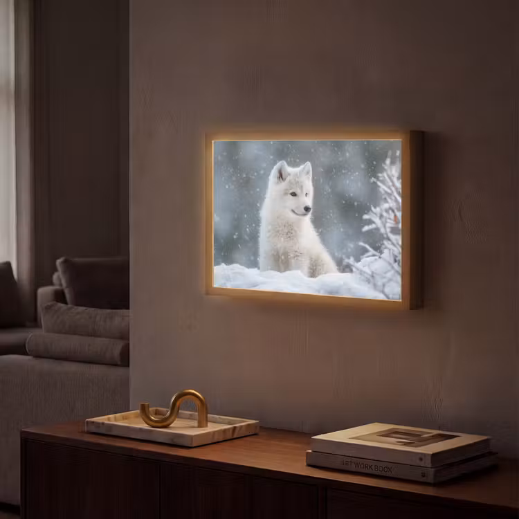 Lightbox - Wandlamp - Wolf - Pup - Sneeuw — 2