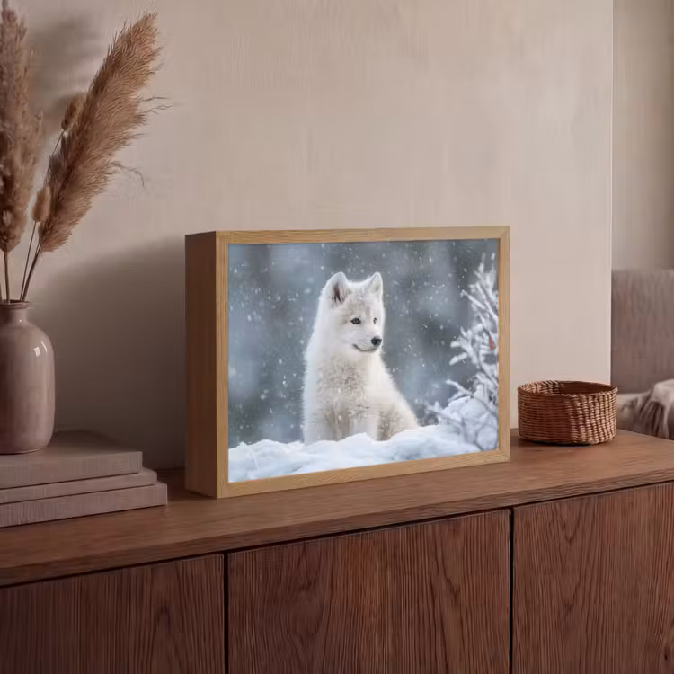 Lightbox - Wandlamp - Wolf - Pup - Sneeuw — 4