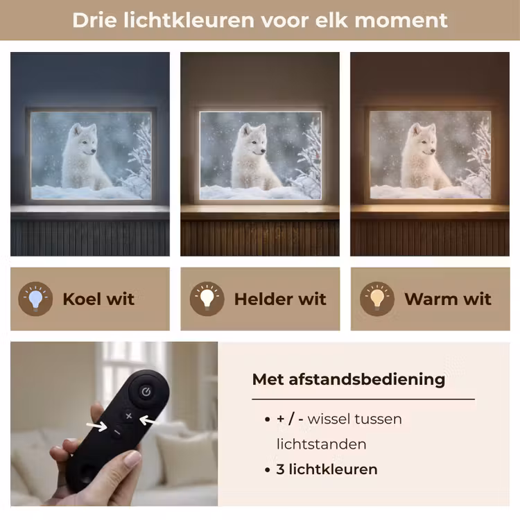 Lightbox - Wandlamp - Wolf - Pup - Sneeuw — 8