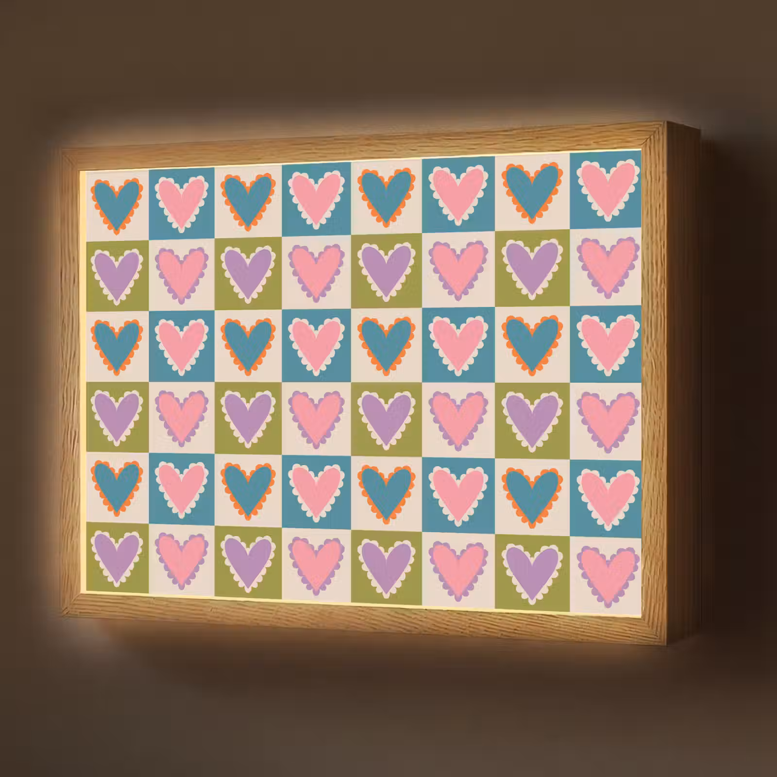 Lightbox - Wandlamp - Retro - Kleuren - Patroon - Hartjes — 1