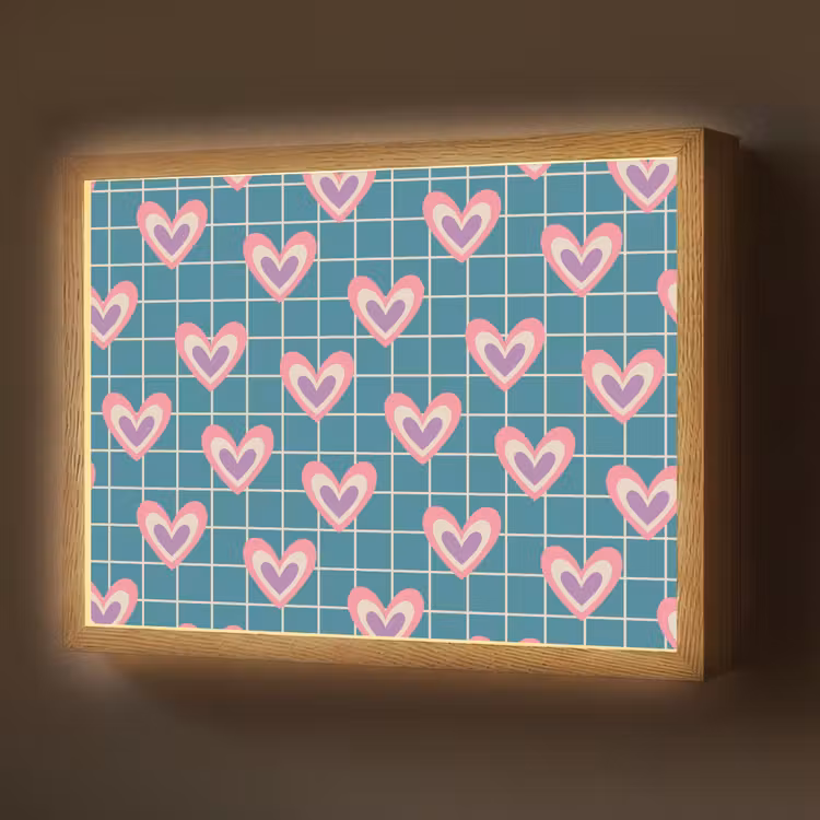 Lightbox - Wandlamp - Hartjes - Raster - Patroon - Blauw — 1