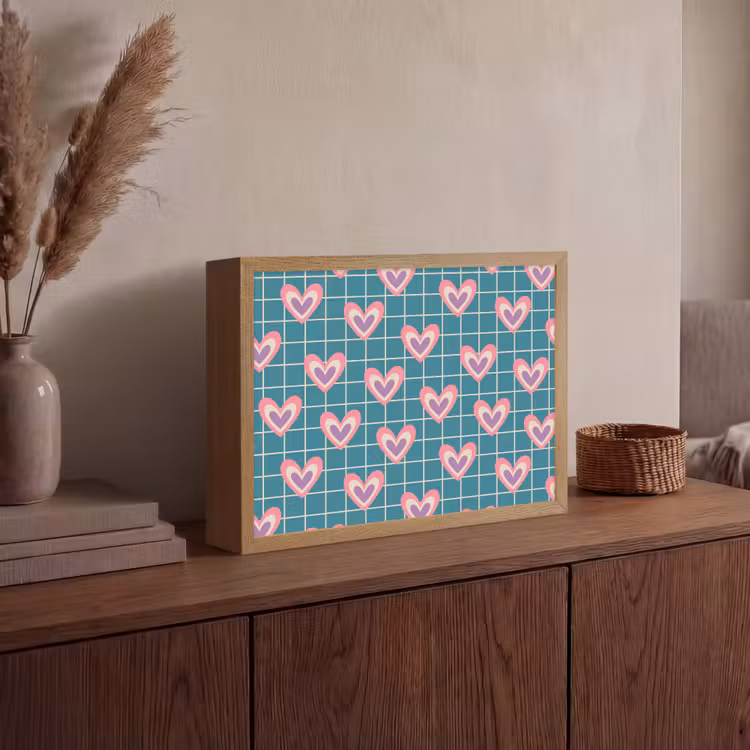 Lightbox - Wandlamp - Hartjes - Raster - Patroon - Blauw — 4