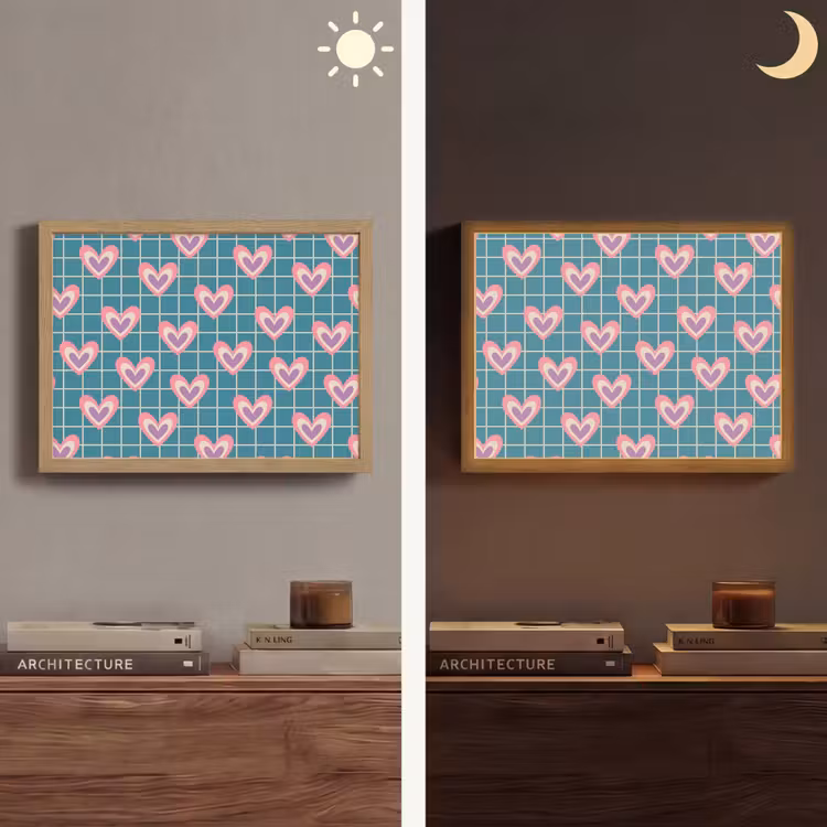 Lightbox - Wandlamp - Hartjes - Raster - Patroon - Blauw — 6