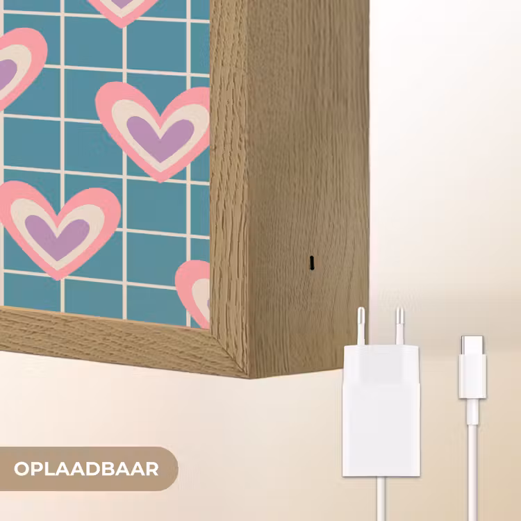 Lightbox - Wandlamp - Hartjes - Raster - Patroon - Blauw — 7