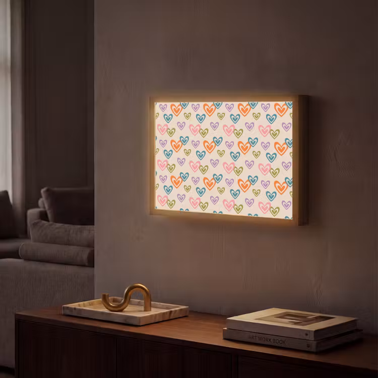Lightbox - Wandlamp - Kleurrijk - Hartjes - Patroon - Beige — 2