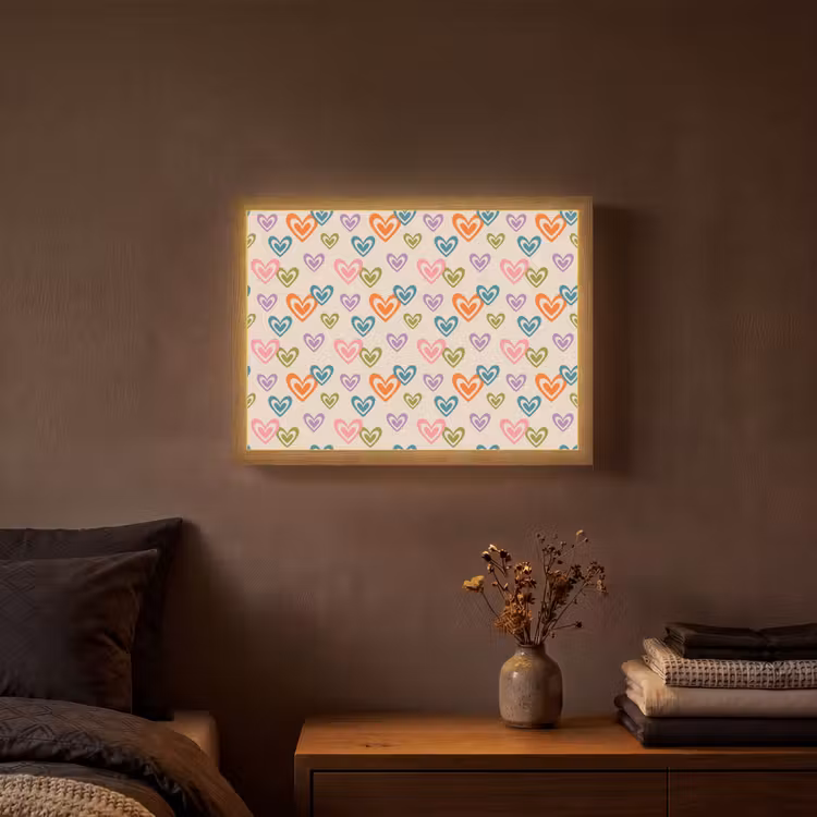 Lightbox - Wandlamp - Kleurrijk - Hartjes - Patroon - Beige — 3