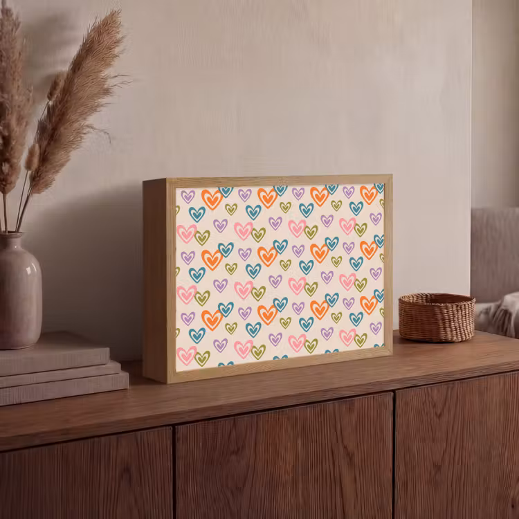Lightbox - Wandlamp - Kleurrijk - Hartjes - Patroon - Beige — 4