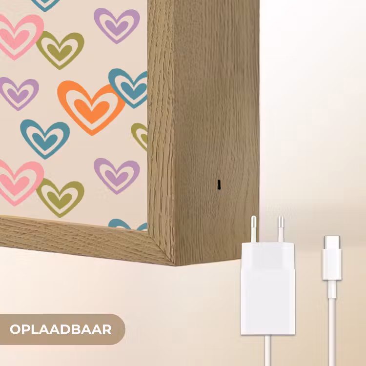 Lightbox - Wandlamp - Kleurrijk - Hartjes - Patroon - Beige — 7