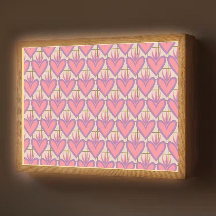 Lightbox - Wandlamp - Patroon - Roze - Hartjes — 1