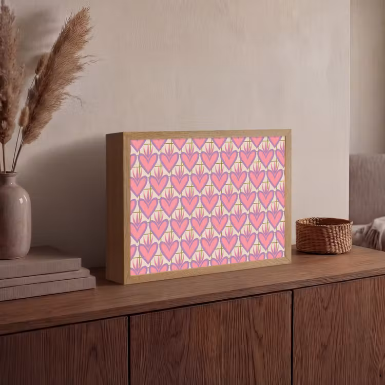 Lightbox - Wandlamp - Patroon - Roze - Hartjes — 4