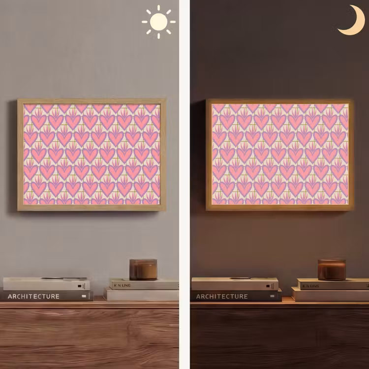 Lightbox - Wandlamp - Patroon - Roze - Hartjes — 6