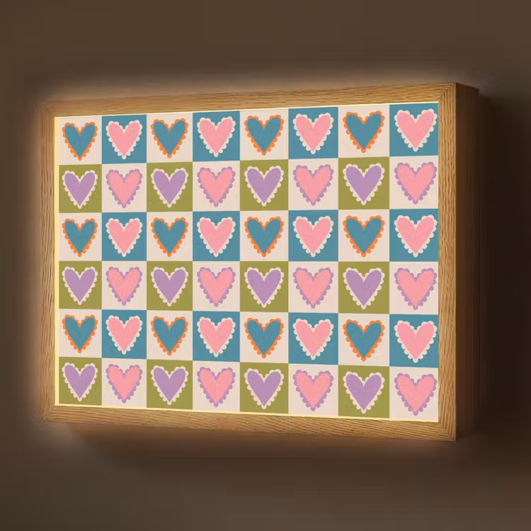 Lightbox - Wandlamp - Retro - Kleuren - Patroon - Hartjes — 1