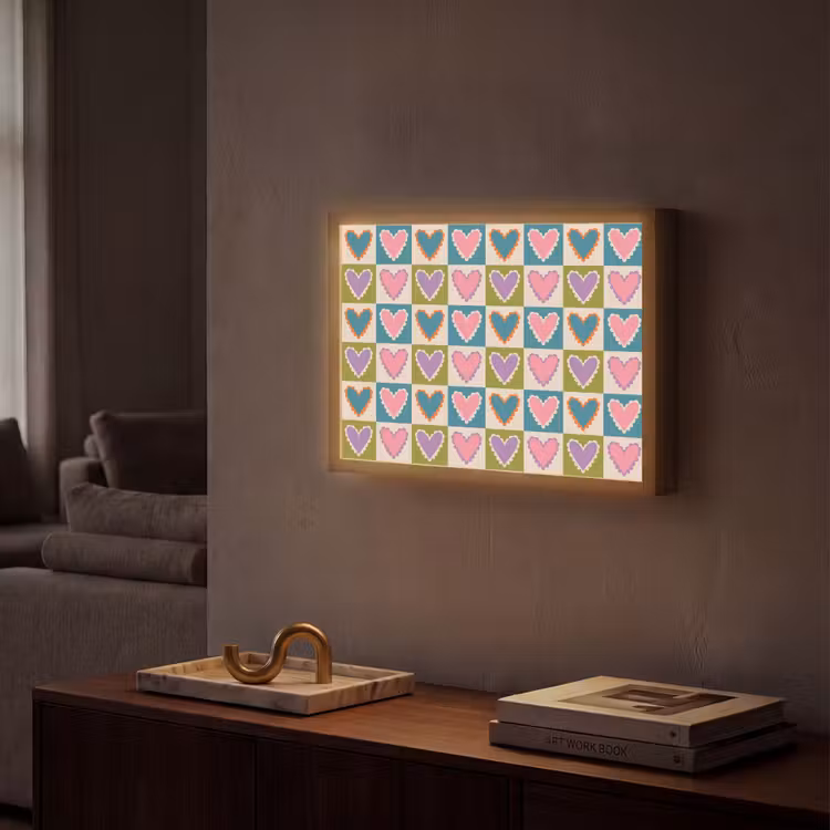 Lightbox - Wandlamp - Retro - Kleuren - Patroon - Hartjes — 2